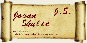 Jovan Skulić vizit kartica